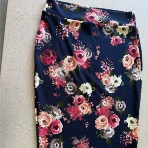 Navy Floral Pencil Skirt